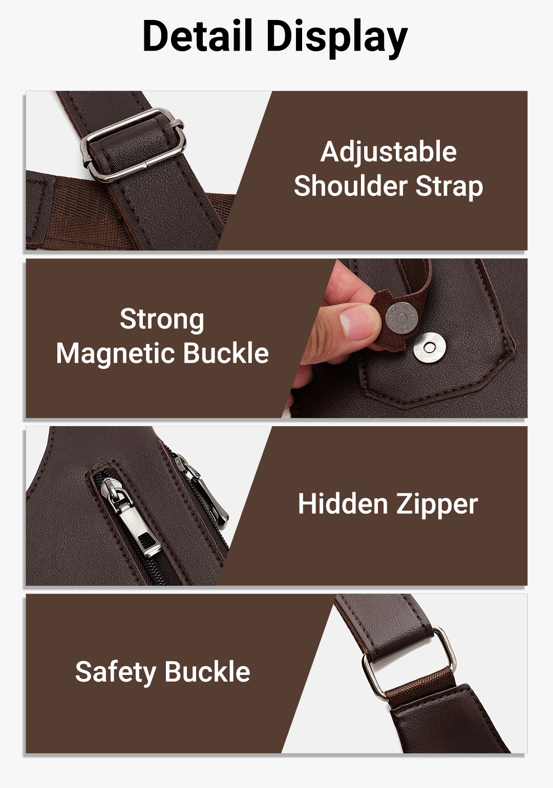 Luxury Design Men's Tactical Vest Bag High Quality PU Leather Man Chest Bag Phone Pouch Vintage Design Underarm Back Pack Bags