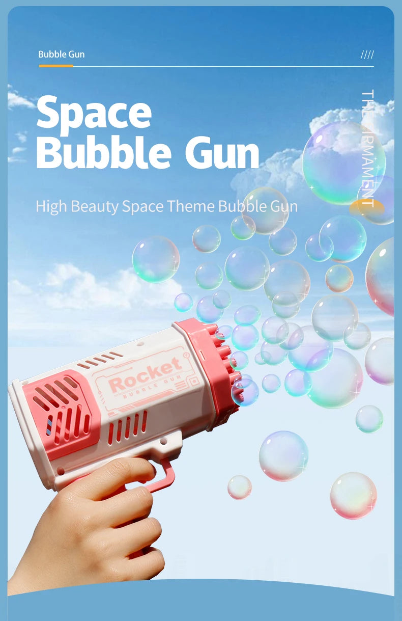 Space Bubble Gun Electric Bubbles Machine Guns Fully Automatic 40 Holes Space Soap Bubble Summer Outdoor For Boys and Girls Toys