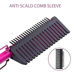 Electric Pink Hot Comb Professional Fast Heating Styling Comb Hair Straightener Portable Anti-Scald Straightening Press Comb