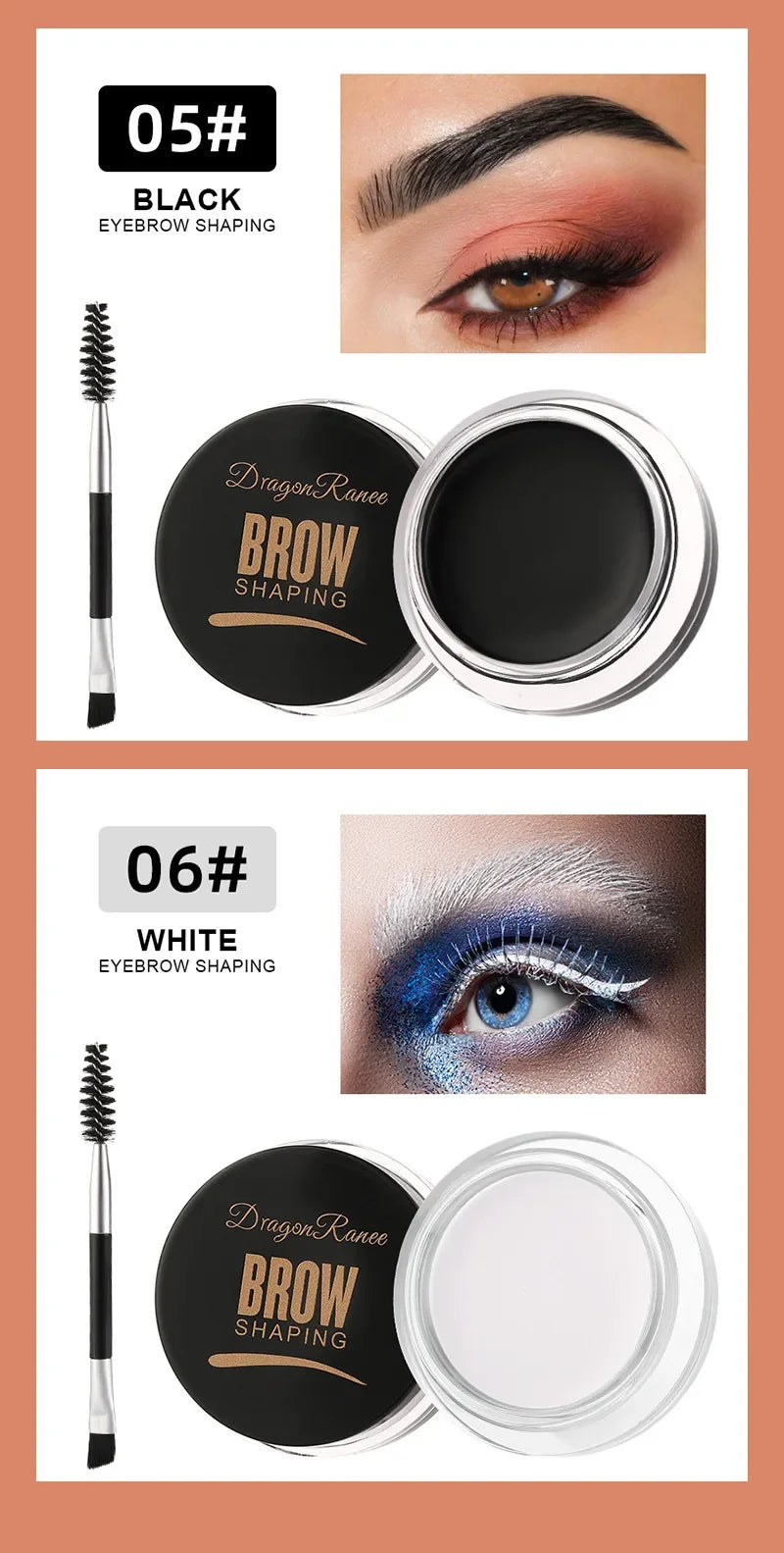 Dragon Ranee 6color Wild Eyebrow Styling Eyebrow Cream Styling Eyebrow Gel Soap Wax White Eyebrow Cream