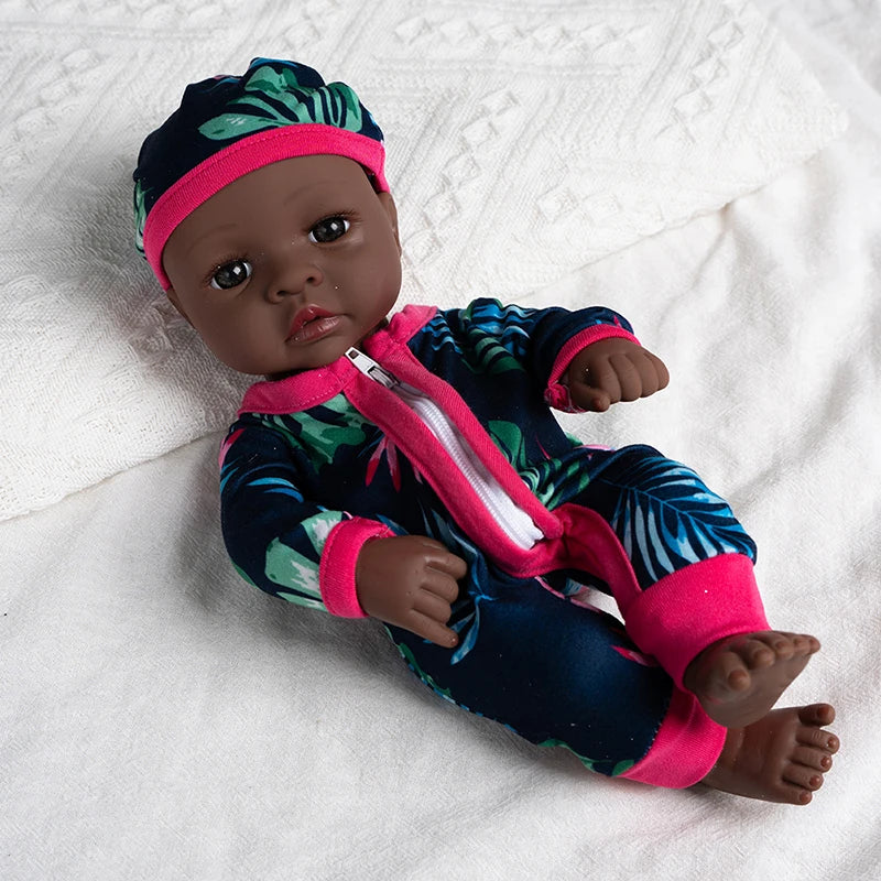 12inch 30cm Reborn African American Doll Black Skin Reborn Baby Dolls Lifelike Soft Reborn Doll Toys for Girls Gift Baby Doll