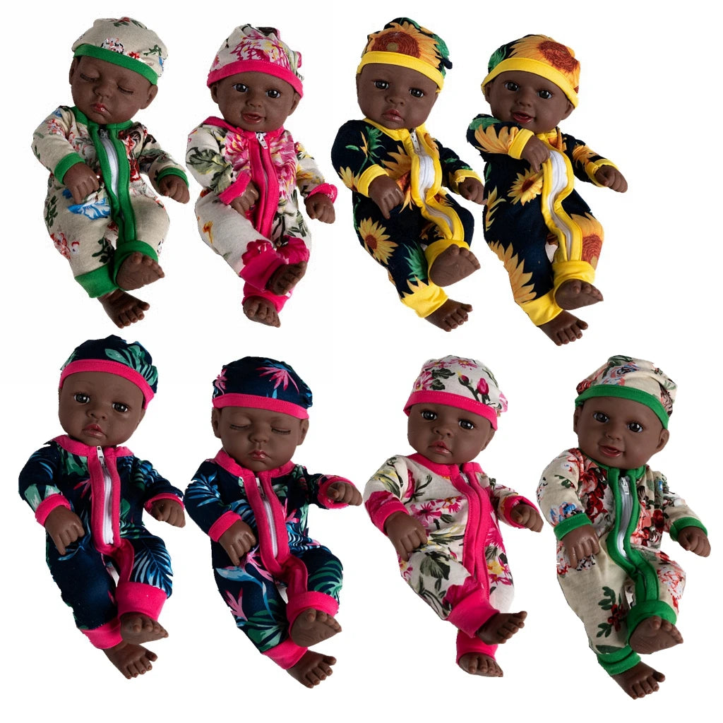 12inch 30cm Reborn African American Doll Black Skin Reborn Baby Dolls Lifelike Soft Reborn Doll Toys for Girls Gift Baby Doll