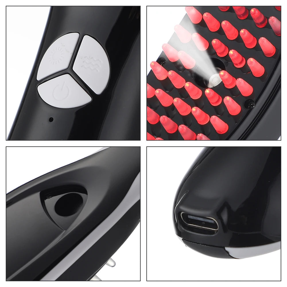 Electric Massage Comb Vibration Hair Massage Scalp Brush Red Light Hair Growth Massager Liquid Oil Applicator Anti Hair Loss