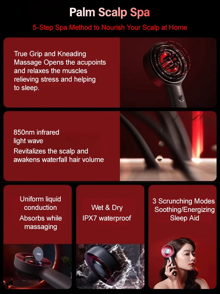 Electric Massage Comb Vibration Red Light Therapy Hair Growth Massage Scalp Brush Anti Hair Loss Liquid Oil Applicator Hair Care