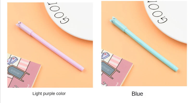 10Pcs/Lot Cute Cat Gel Pen Kawaii Kitten Neutral Pen 0.38mm Black Gel Ink Pens School Writing Stationery Office Supplies Gift