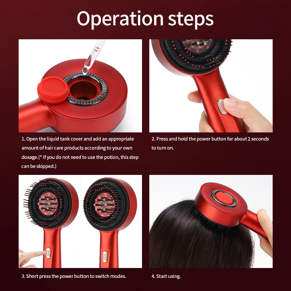 Red Light Vibration Head Massage Comb Electric Massage Comb Oil Applicator Nourishing Scalp Brush Hair Growth Anti Hair Loss