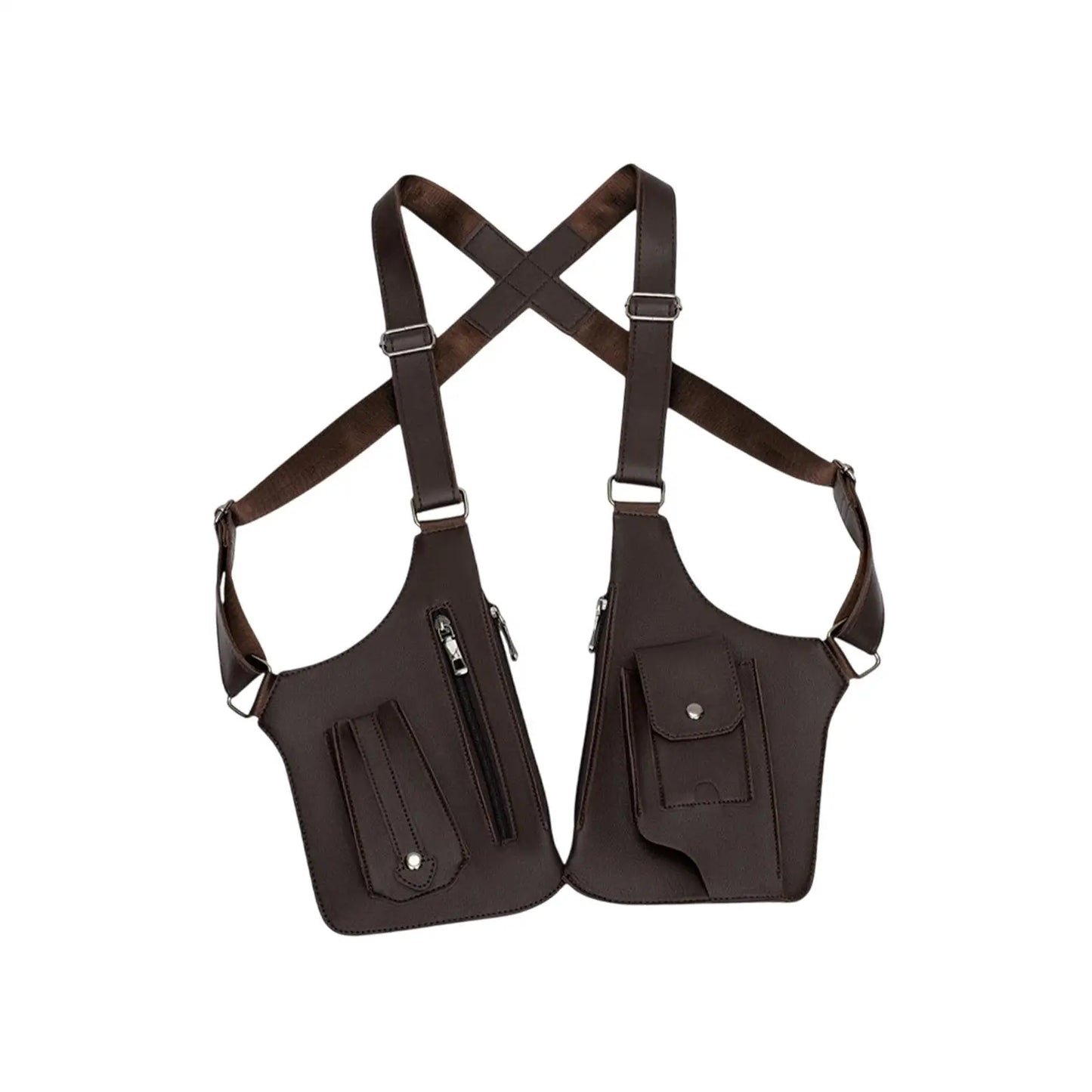 Hide Underarm Shoulder Bag Underarm Strap Wallet Outdoor Phone Bag Double Shoulder Pouch PU Leather for Fishing Men and Women
