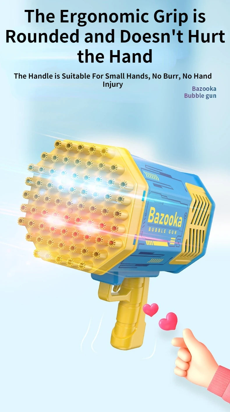 Bubble Gun Kids Toys Rocket 69 Holes Soap Bubbles Machine Gun Shape Automatic Blower With Light Pomperos Outdoor Toy Gifts Party