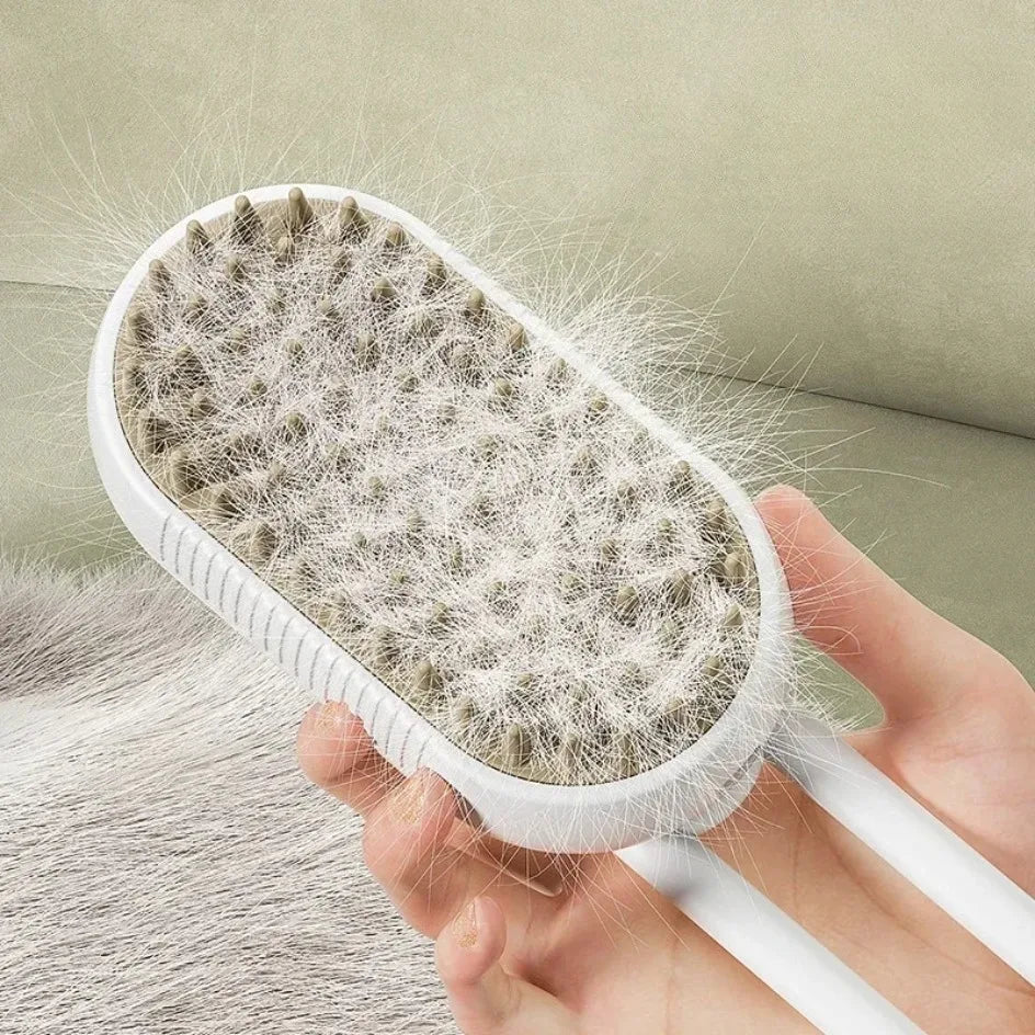 USB Rechargeable 3-in-1 Pet Grooming Brush with Steam Spray & Massage, Anti-Flying Hair Electric Bath Brush for Dog Cat Shedding