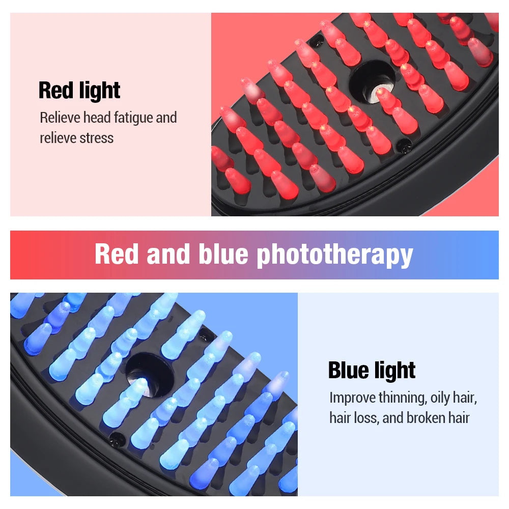 Electric Massage Comb Vibration Hair Massage Scalp Brush Red Light Hair Growth Massager Liquid Oil Applicator Anti Hair Loss