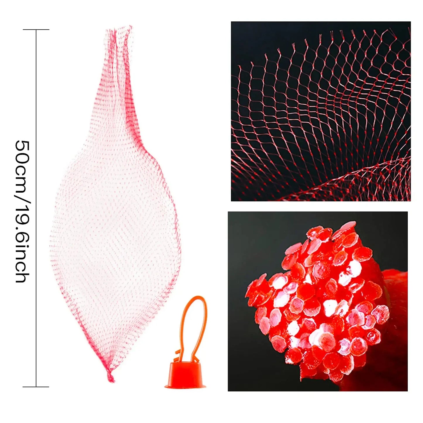 100PCS Reusable Mesh Fruit Vegetable Bags 30-50CM Nylon Storage Bags Plastic Garden Netting Seafood Boil Grocery Mesh Bags