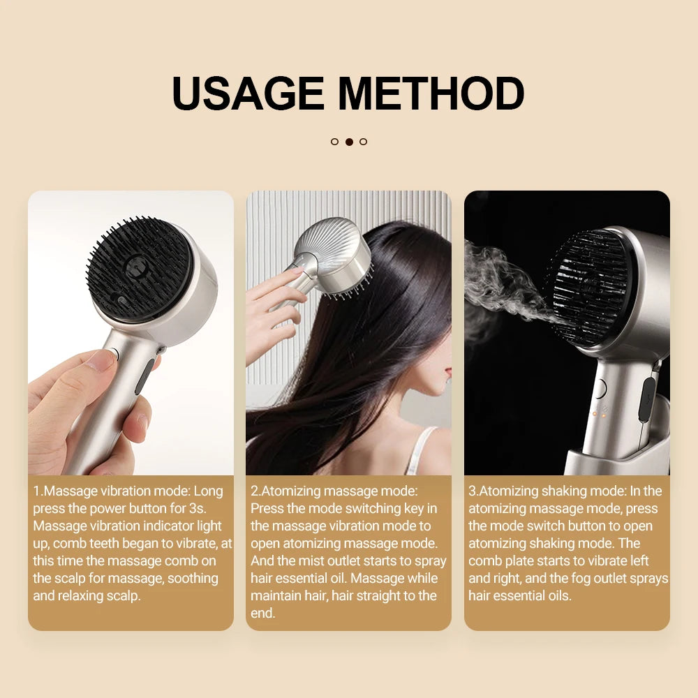 Red Light Vibration Head Massage Comb Electric Massage Comb Oil Applicator Nourishing Scalp Brush Hair Growth Anti Hair Loss