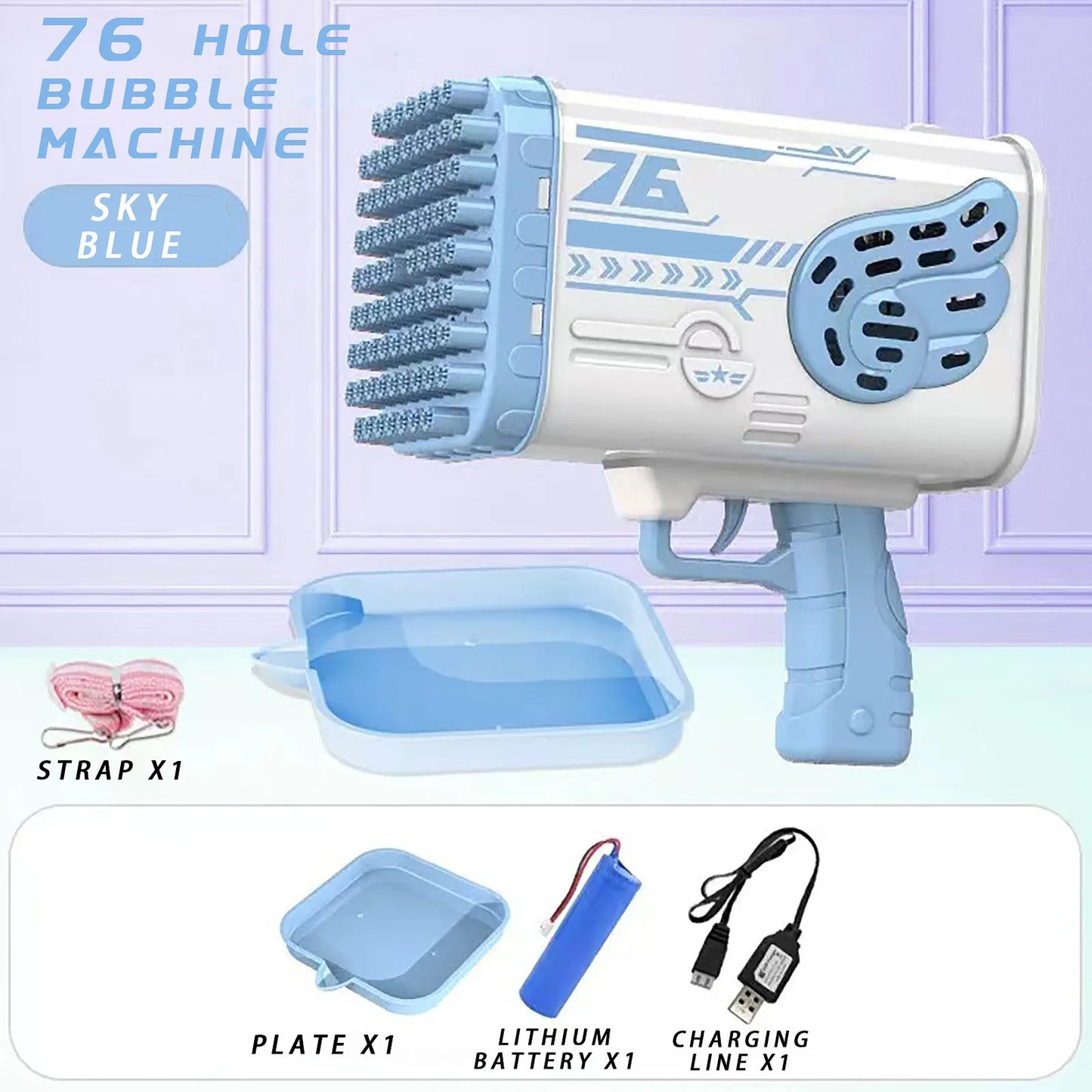 76/80/88 Holes Electric Rocket Bubble Gun With LED Gatling Blowing Soap Water Bow Bubble Machine Outdoor Toys For Children Gifts