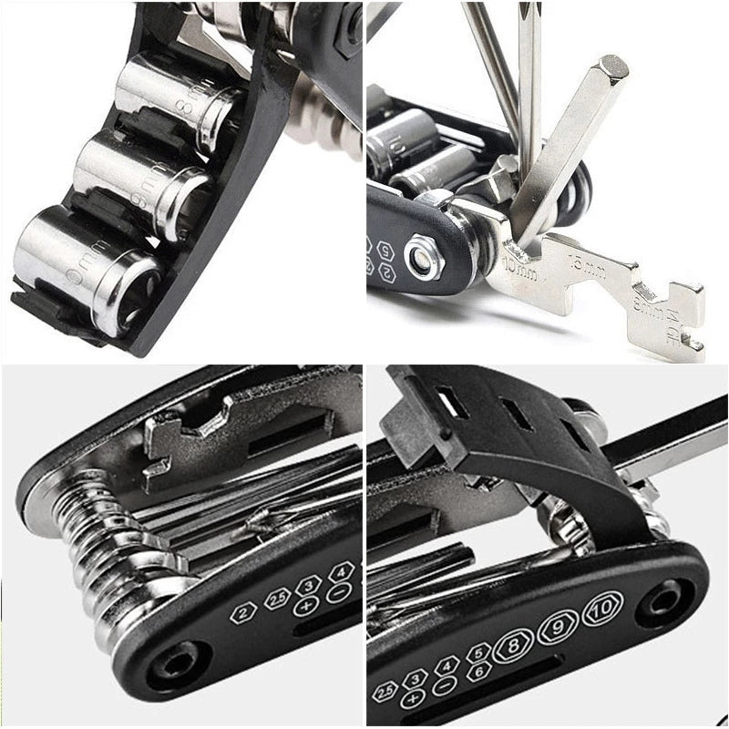 16-in-1 High-Carbon Steel Mountain Bike Repair Tool Kit - Essential Tools for Quick and Easy Bike Maintenance