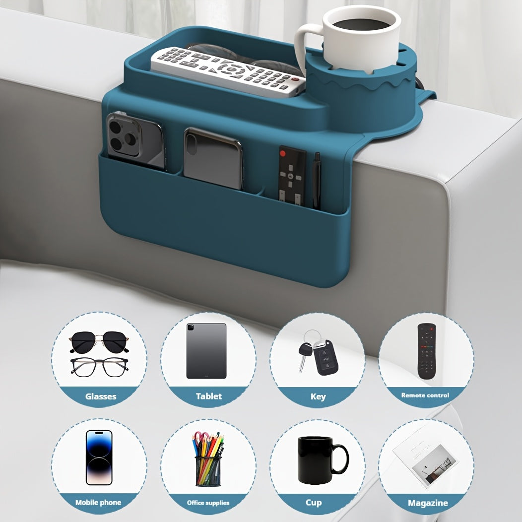 1pc Silicone Sofa Armrest Cup Holder - Multifunctional