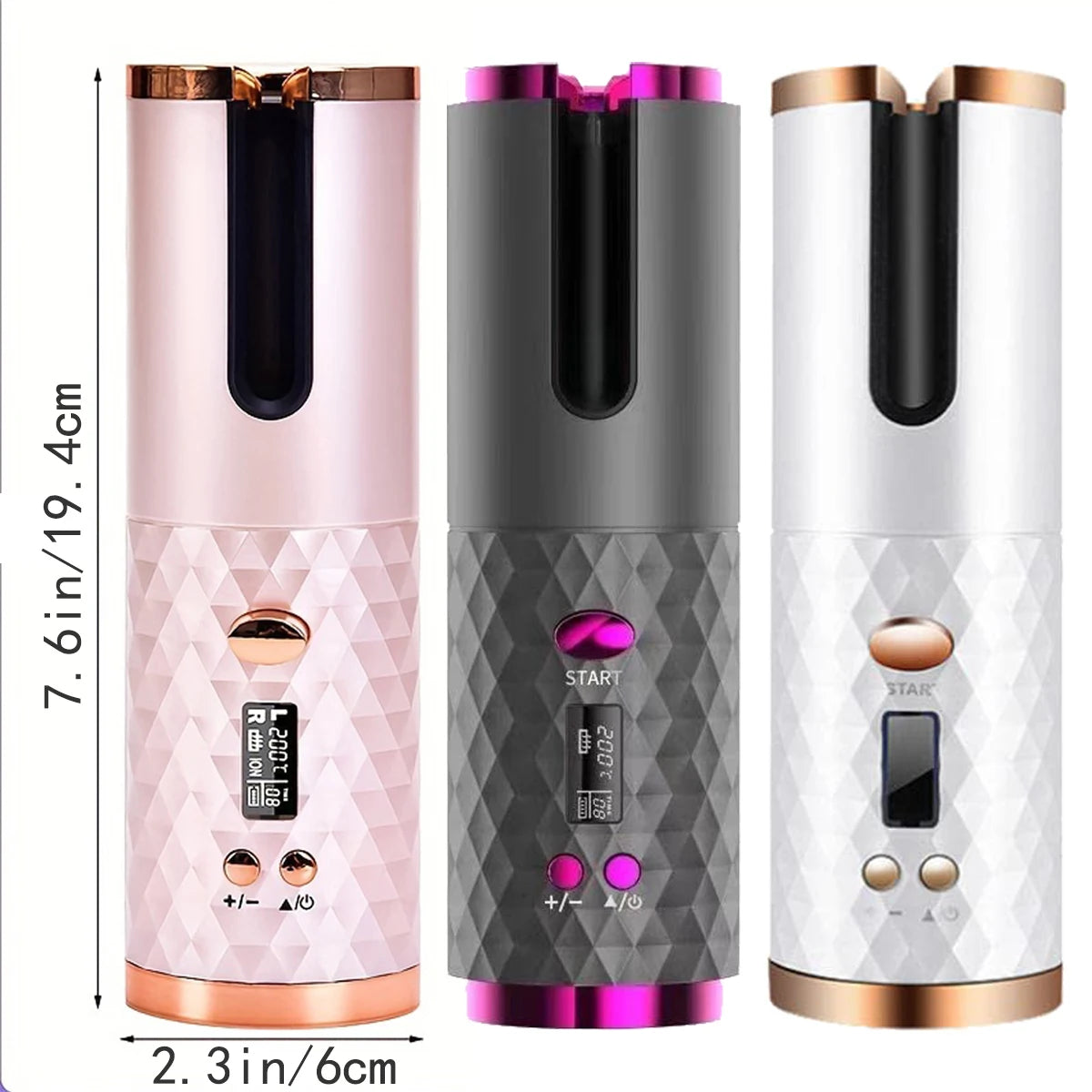 Automatic Rotation Iron, Cordless Iron, 6 Temperature Modes LCD Display Cordless Automatic Hair Roller for wavy hair