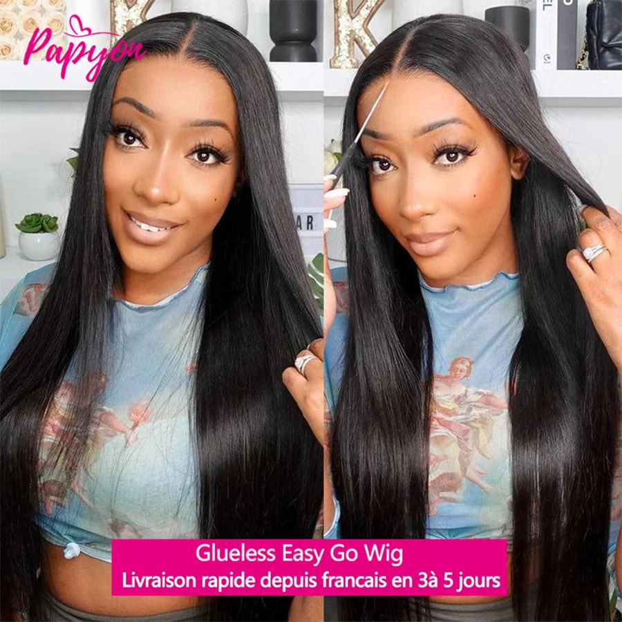 Straight 6x4 Glueless Wig 4x4 Human Hair Ready To Wear Preplucked Transparent Lace Closure Frontal Wigs For Women
