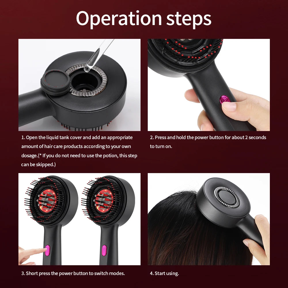 Electric Massage Comb Vibration Hair Massage Scalp Brush Red Light Hair Growth Massager Liquid Oil Applicator Anti Hair Loss