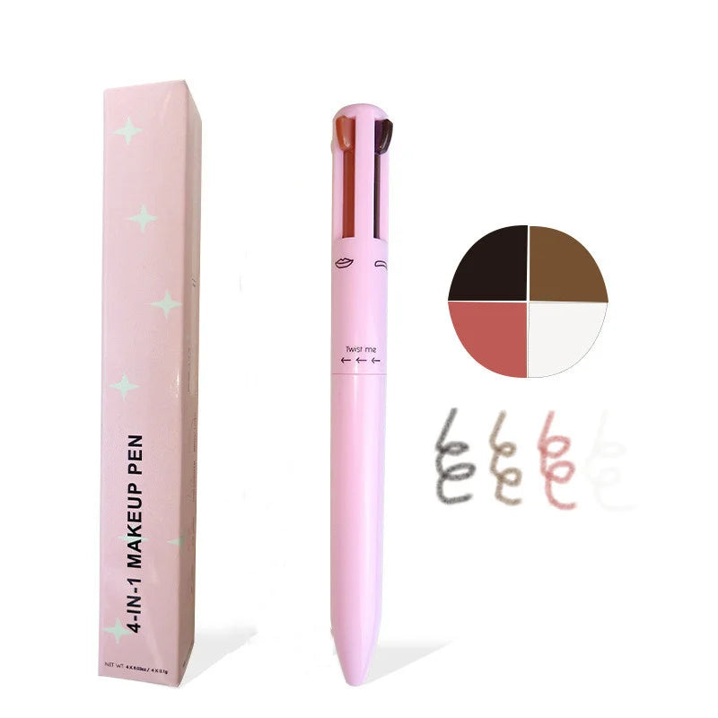 Multi-functional 4-in-1 Makeup Pencil Eyeliner Lip Liner Eyebrow Pencil Swivel Waterproof & Sweatproof Makeup Tools