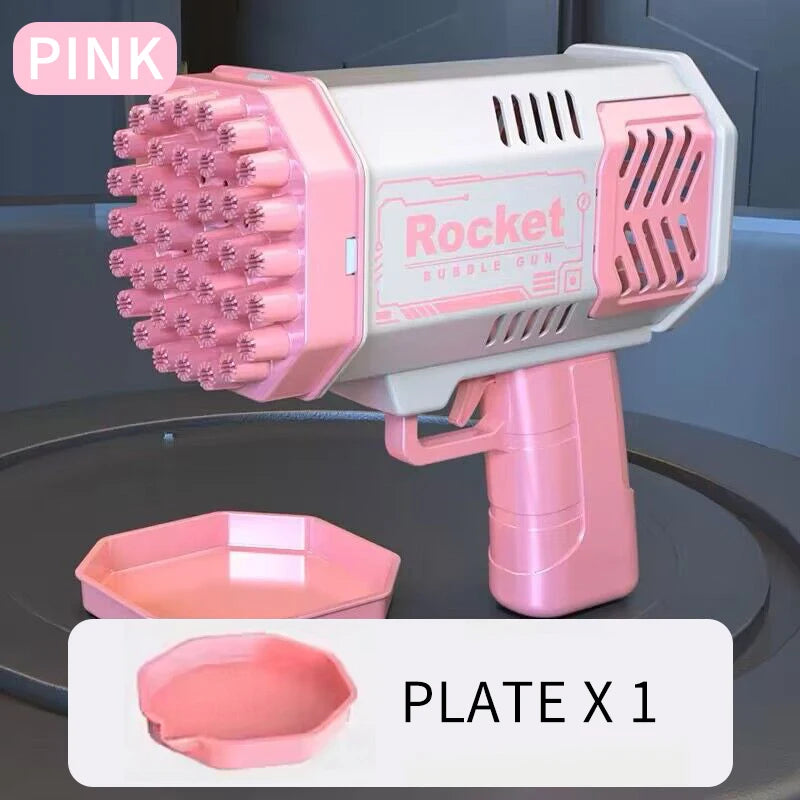 Bubble Gun Kids Toys Rocket 69 Holes Soap Bubbles Machine Gun Shape Automatic Blower With Light Pomperos Outdoor Toy Gifts Party