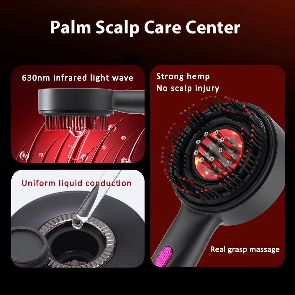 Electric Massage Comb Vibration Hair Massage Scalp Brush Red Light Hair Growth Massager Liquid Oil Applicator Anti Hair Loss
