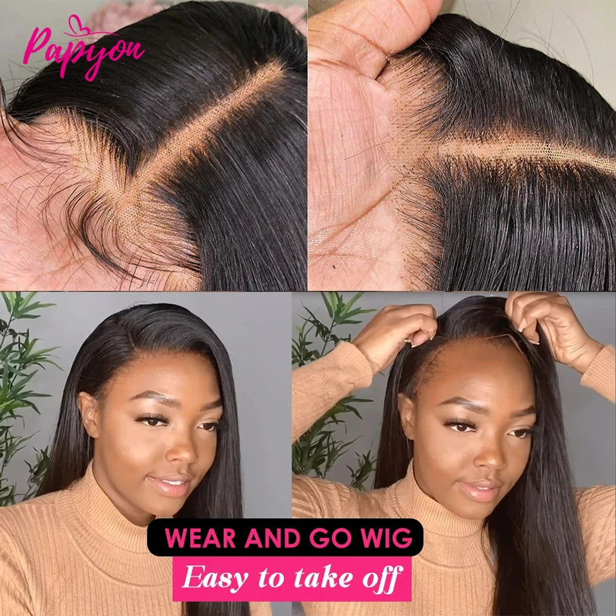 Straight 6x4 Glueless Wig 4x4 Human Hair Ready To Wear Preplucked Transparent Lace Closure Frontal Wigs For Women