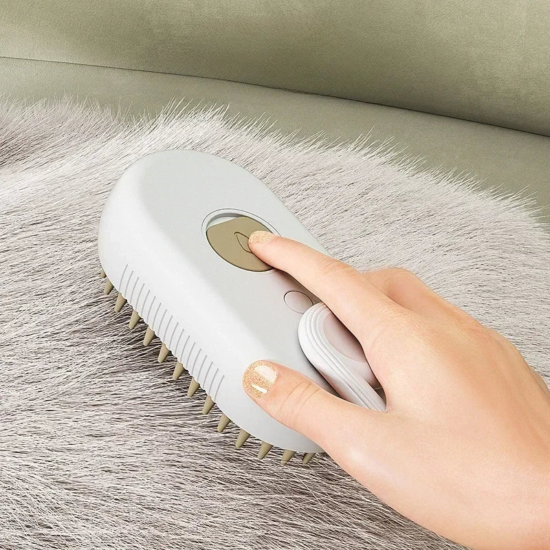 USB Rechargeable 3-in-1 Pet Grooming Brush with Steam Spray & Massage, Anti-Flying Hair Electric Bath Brush for Dog Cat Shedding