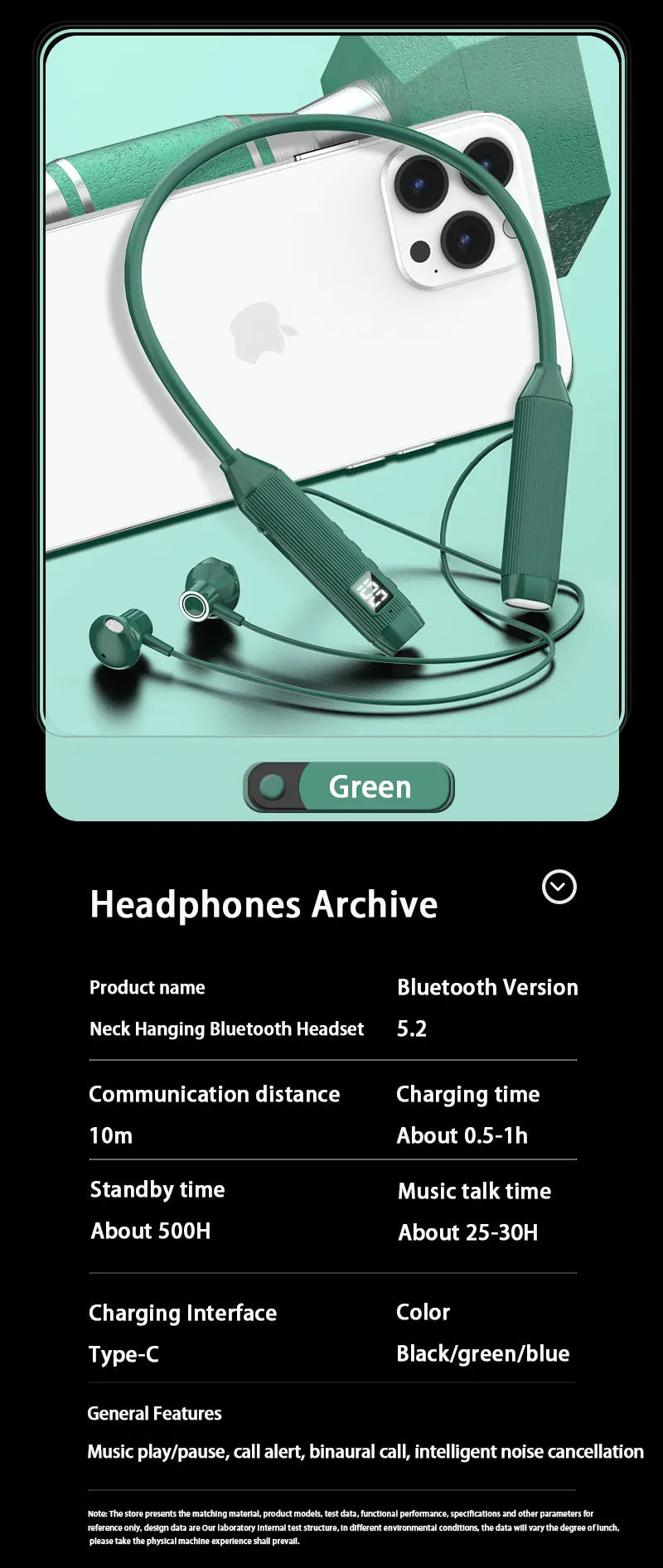 NEWMSNR Super Power Stereo Sound Wireless Headphones Bluetooth Earphones Neckband Magnetic Earbud LED Sports Headset with HD Mic