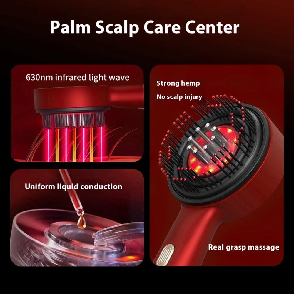Red Light Vibration Head Massage Comb Electric Massage Comb Oil Applicator Nourishing Scalp Brush Hair Growth Anti Hair Loss