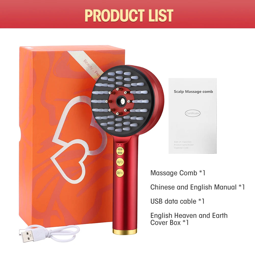 Red Light Vibration Head Massage Comb Electric Massage Comb Oil Applicator Nourishing Scalp Brush Hair Growth Anti Hair Loss