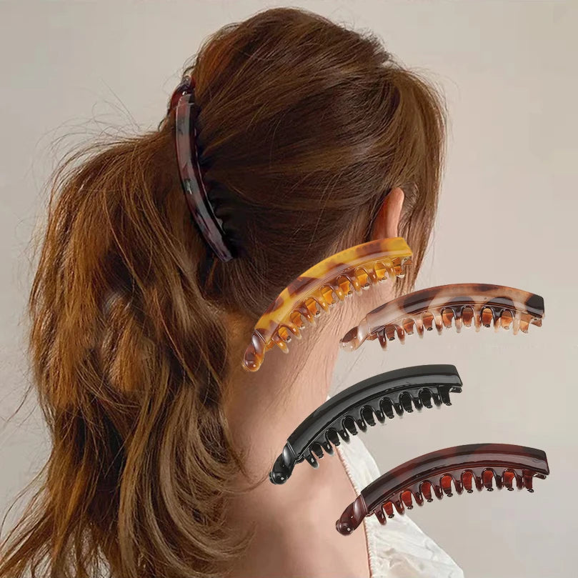 AWAYTR Hair Clips Solid Color Banana Clip Women's Hair Accessories Fashion Ponytail Barrettes Hair Claws Hairpins