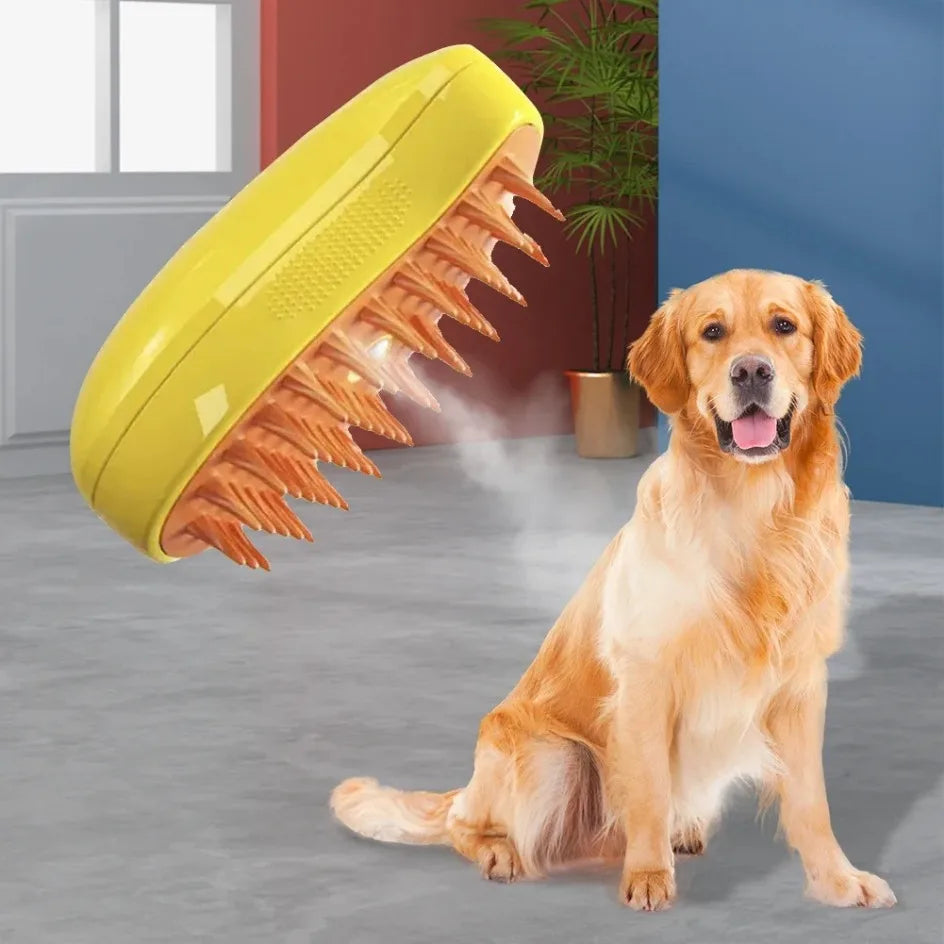 USB Rechargeable 3-in-1 Pet Grooming Brush with Steam Spray & Massage, Anti-Flying Hair Electric Bath Brush for Dog Cat Shedding