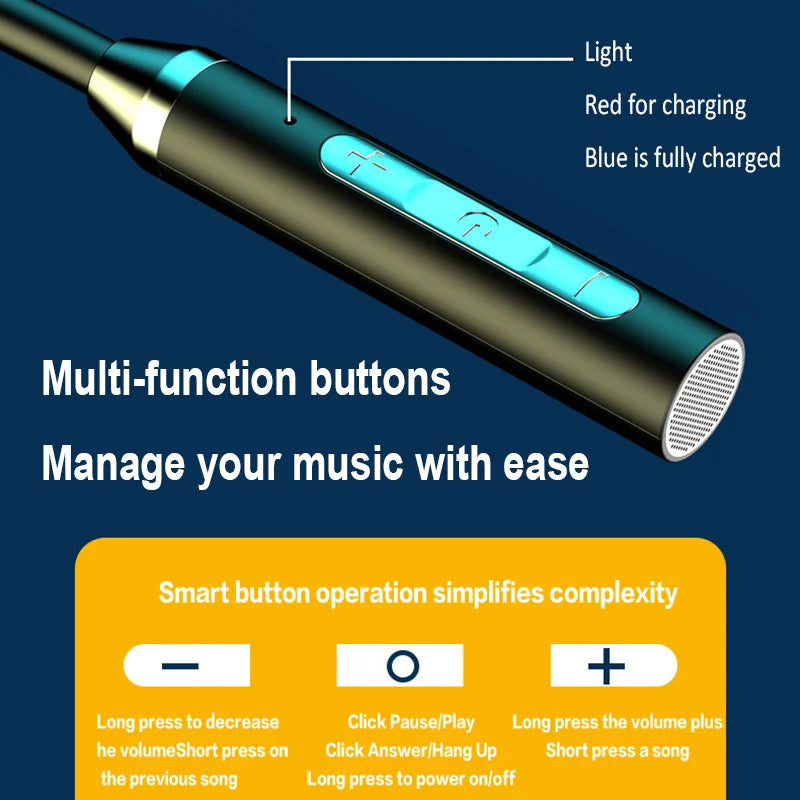 Bluetooth Neckband Earphones Wireless Headphones HIFI Stereo Sport Neck-hanging TWS Bluetooth Headset with Mic Magnetic Earbuds