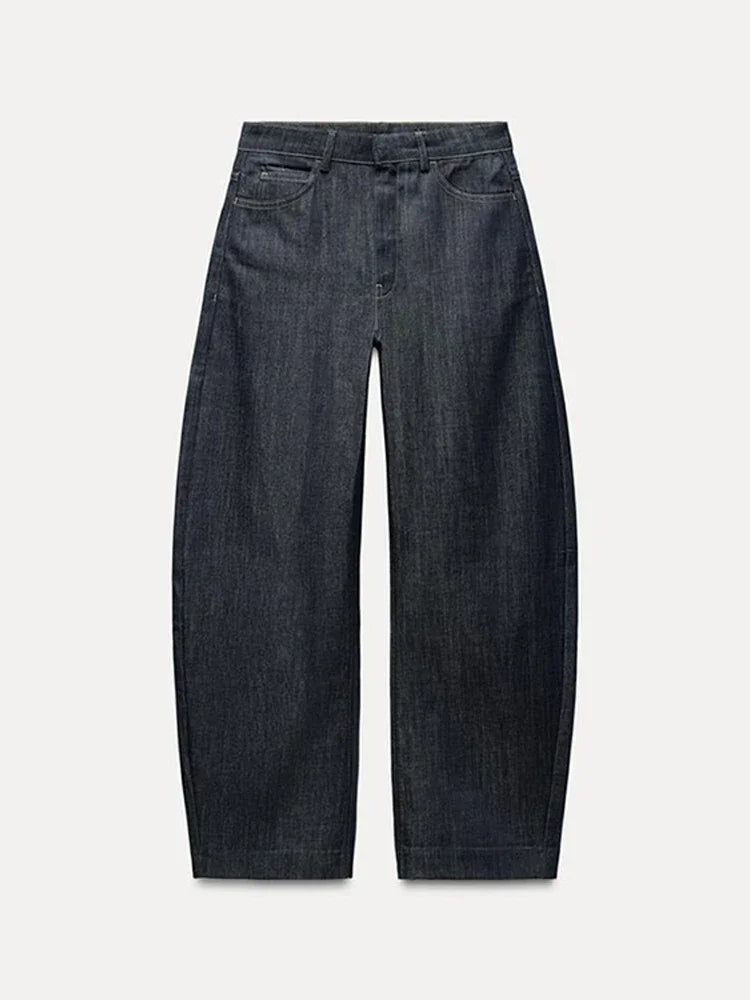Vintage Denim Pant Sets 3 Pieces For Women Cinched Waist Blazer Strapless Vests Straight Trousers 2025 Jeans High Street Outfits