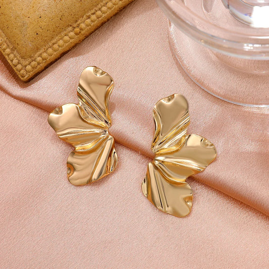 New Trendy Design French Petal Stud Earrings For Women Korean Fashion Earring Birthday Party Jewelry Gifts