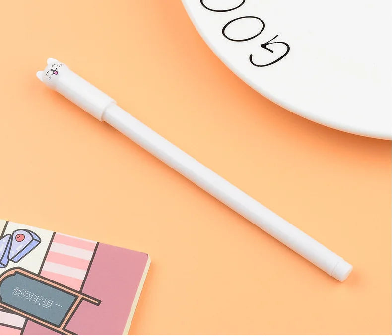 10Pcs/Lot Cute Cat Gel Pen Kawaii Kitten Neutral Pen 0.38mm Black Gel Ink Pens School Writing Stationery Office Supplies Gift