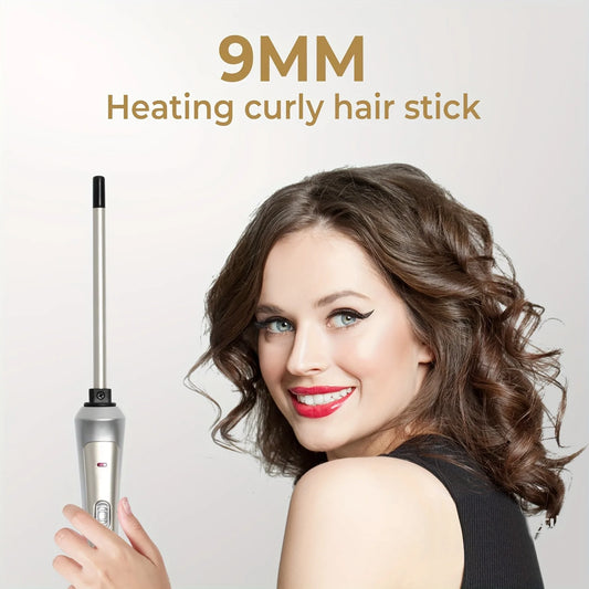 9mm Thin Hair Curler 3/8 Inch Small Curling Iron Professional Curling Wand Ceramic Small Tongs for Short and Long Hair
