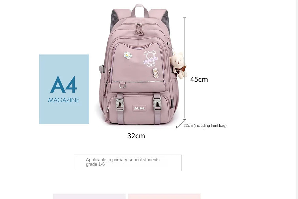 Children School Bags For Girls Large Schoolbag Kawaii Primary School Backpack Kids Book Bag Waterproof Laptop Travel Rucksack