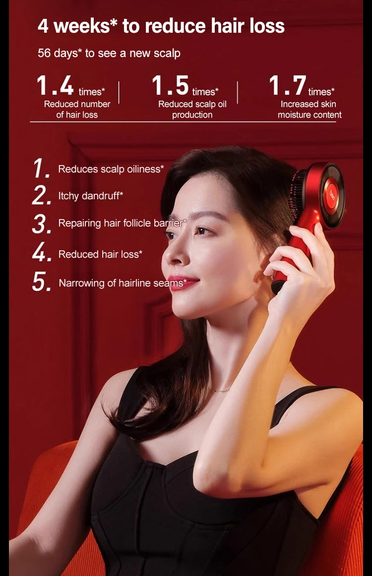 Electric Massage Comb Vibration Red Light Therapy Hair Growth Massage Scalp Brush Anti Hair Loss Liquid Oil Applicator Hair Care