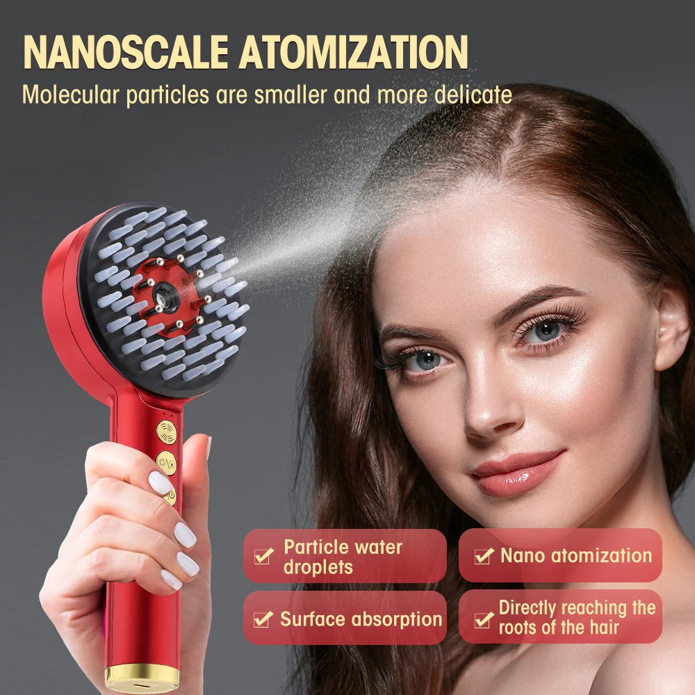 Red Light Vibration Head Massage Comb Electric Massage Comb Oil Applicator Nourishing Scalp Brush Hair Growth Anti Hair Loss