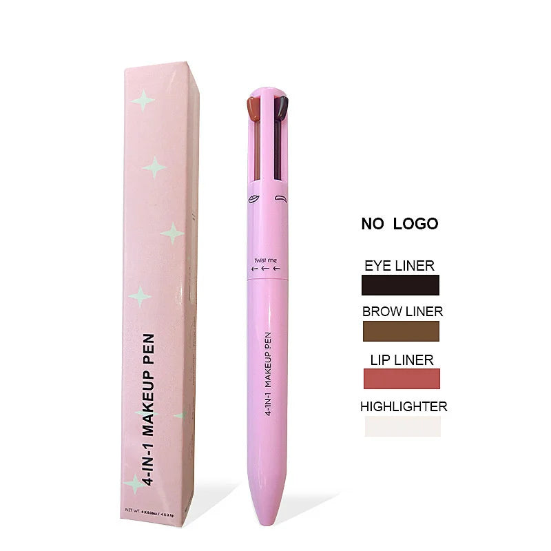 Multi-functional 4-in-1 Makeup Pencil Eyeliner Lip Liner Eyebrow Pencil Swivel Waterproof & Sweatproof Makeup Tools