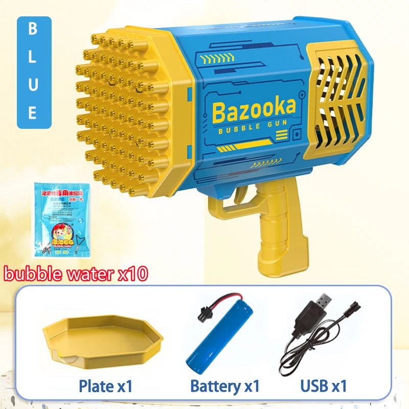 76/80/88 Holes Electric Rocket Bubble Gun With LED Gatling Blowing Soap Water Bow Bubble Machine Outdoor Toys For Children Gifts