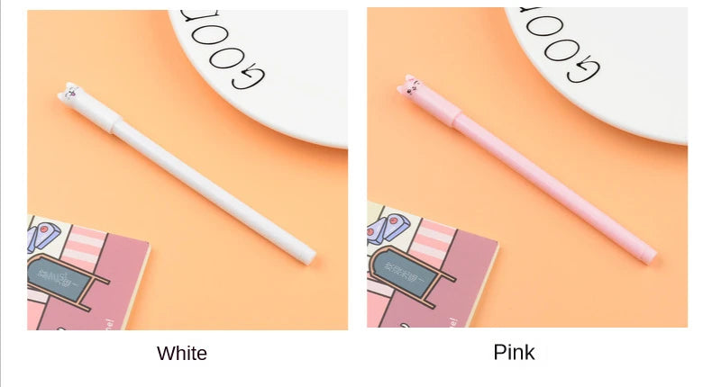 10Pcs/Lot Cute Cat Gel Pen Kawaii Kitten Neutral Pen 0.38mm Black Gel Ink Pens School Writing Stationery Office Supplies Gift