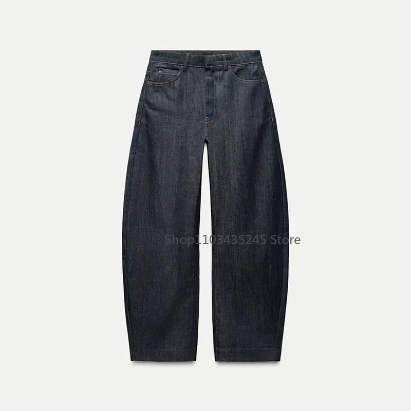 Vintage Denim Pant Sets 3 Pieces For Women Cinched Waist Blazer Strapless Vests Straight Trousers 2025 Jeans High Street Outfits