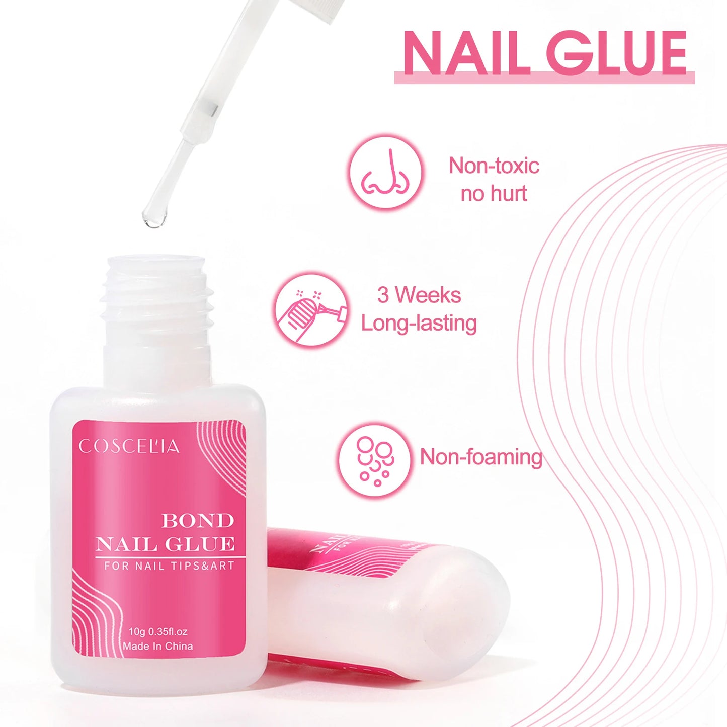 COSCELIA 10G Nail Glue False Nail Tips Glue Clear Color Nails Tools