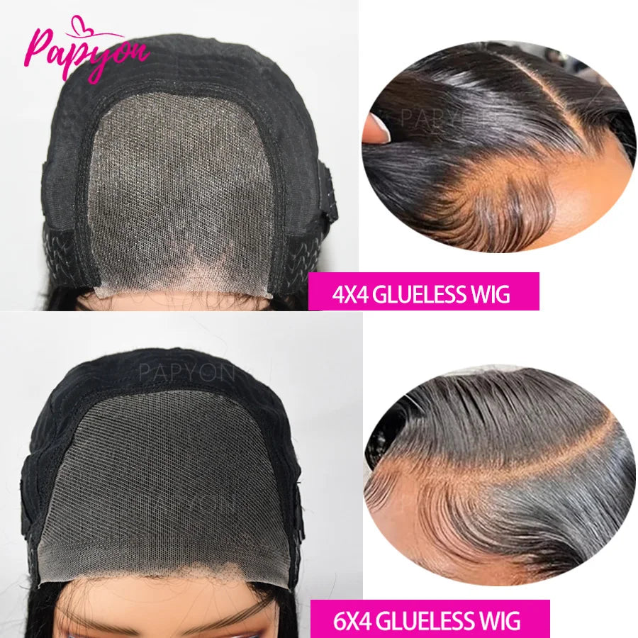Straight 6x4 Glueless Wig 4x4 Human Hair Ready To Wear Preplucked Transparent Lace Closure Frontal Wigs For Women