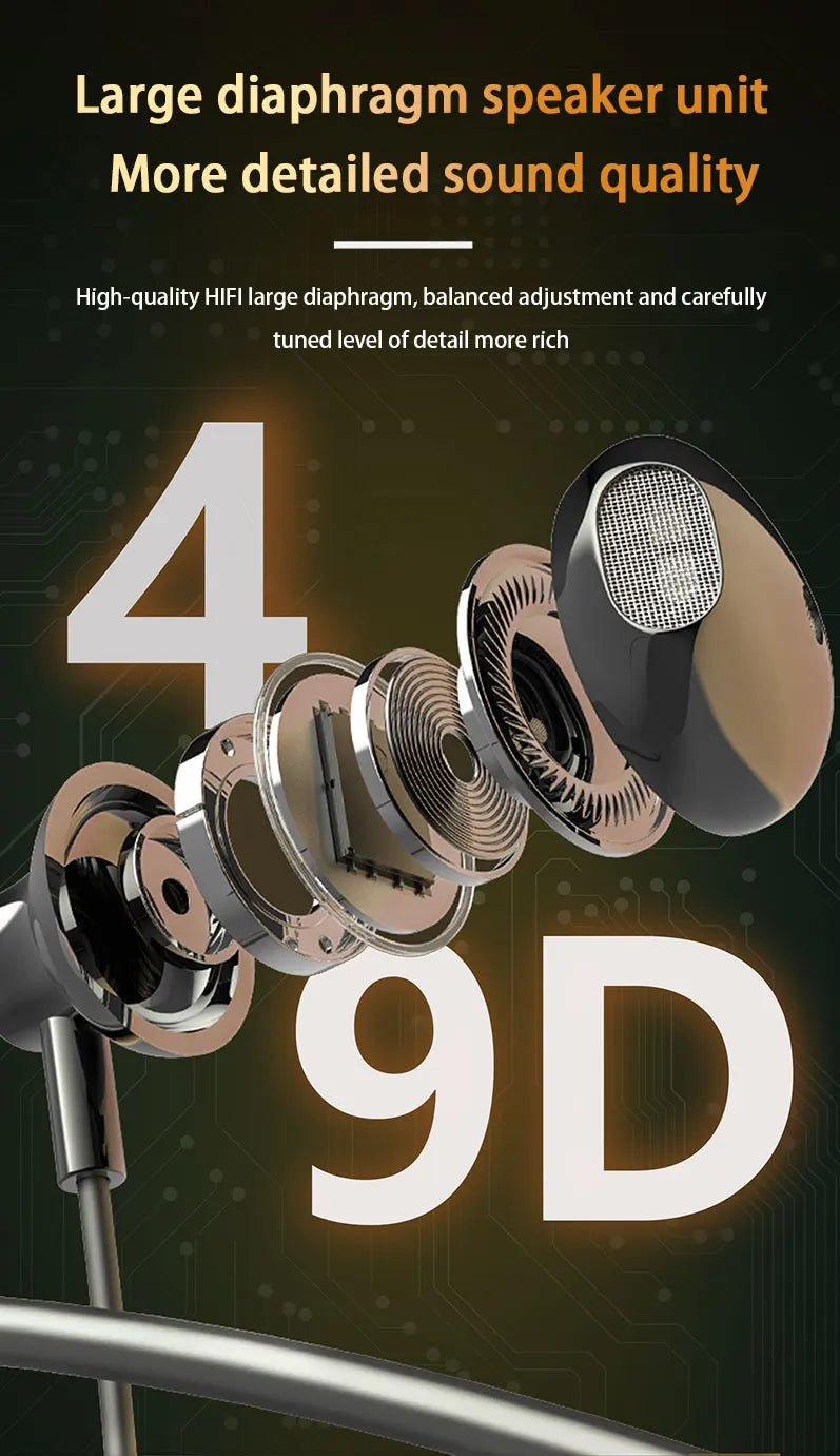 NEWMSNR Super Power Stereo Sound Wireless Headphones Bluetooth Earphones Neckband Magnetic Earbud LED Sports Headset with HD Mic