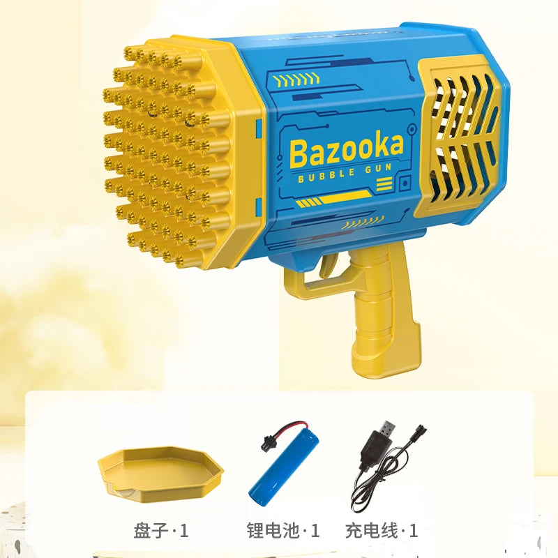 Bubble Gun Kids Toys Rocket 69 Holes Soap Bubbles Machine Gun Shape Automatic Blower With Light Pomperos Outdoor Toy Gifts Party