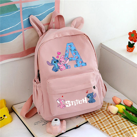 Stitch Disney Girls Boys Children School Bag Cartoon Anime Letter Kids Knapsack Teenager Backpack Student BookBag Rucksack Gifts