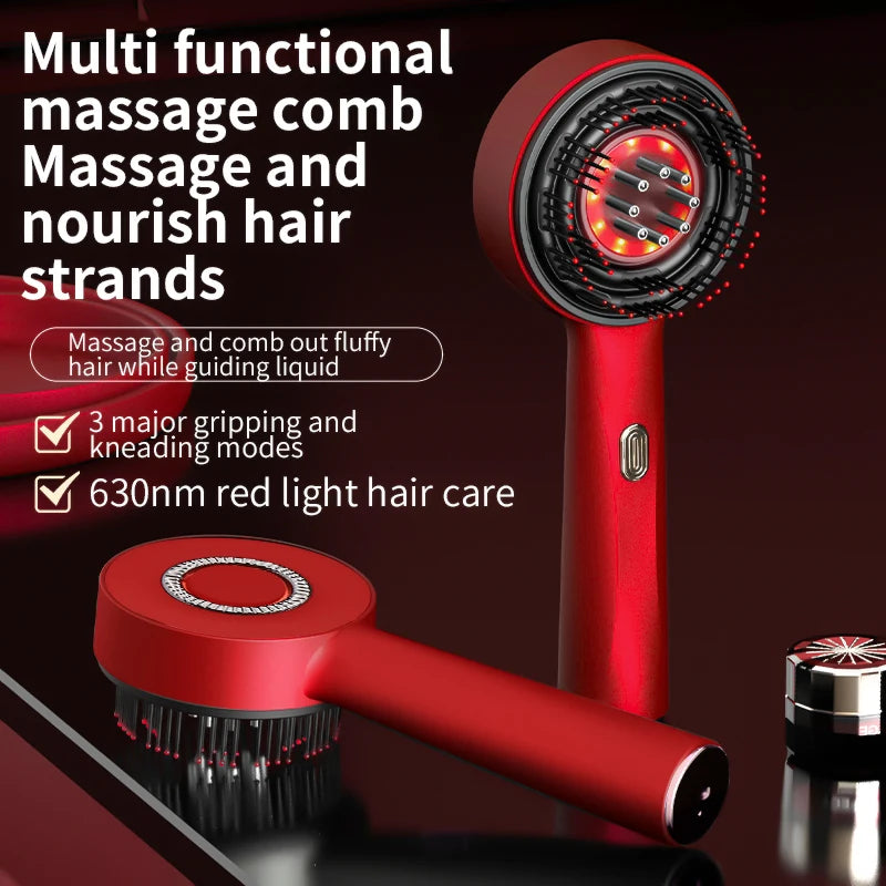 Red Light Vibration Head Massage Comb Electric Massage Comb Oil Applicator Nourishing Scalp Brush Hair Growth Anti Hair Loss